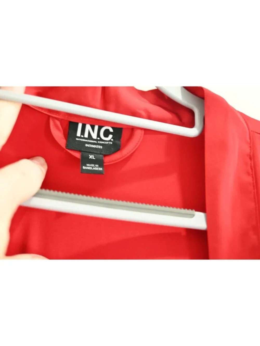I.N.C. International Concepts Satin Robe with Lace Trim Sz XL Red No Belt